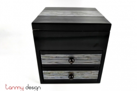 Black square lacquer cabinet box with drawers attached with mother of pearl 28*40*H15 cm